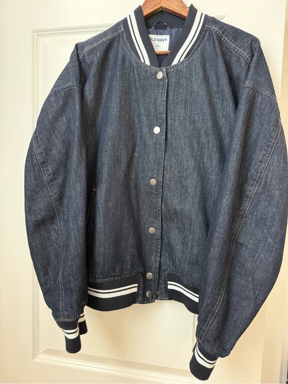 Like New Old Navy Women's Dark Denim Bomber Jacket